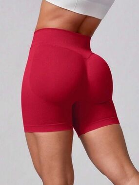High-Rise Sculpting Bike Shorts — Red